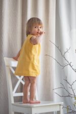 miodowa bluzka tunika dla dziewczynki z bloomersami na lato lilen