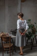 spódnica z wysokim stanem na zimę wełniana z wełny z merynosa polskiej produkcji lilen