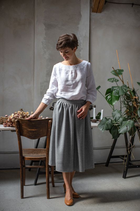 spodnica-zimowa-lilen spódnica zimowa z wysokim stanem z wełny merino elegancka i stylowa lilen