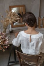 bluzka do karmienia piersią elegancka lniana do spódnicy z wysokim stanem lilen
