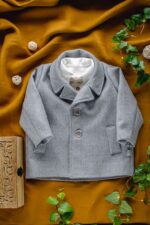 ciepłe ubrania z wełny merynosów dla dzieci szary płaszczyk 100% merino wool szyte w polsce lilen