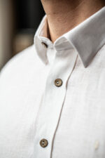 lniana koszula męska z kołnierzykiem button-down lilen