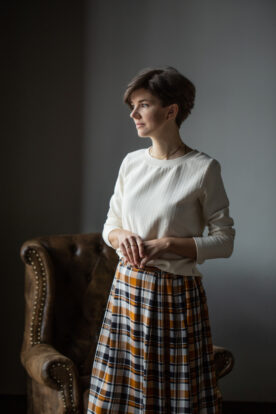 dzianinowa bluzka damska śmietankowa elegancka lilen