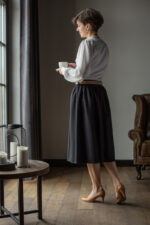 czarna spódnica damska 100% wełna merino midi lilen