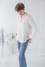 luźna koszula damska z kołnierzykiem ivory lejąca lilen