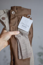 skarpetki do chrztu dla chłopca jasny beż merino wool na zimę